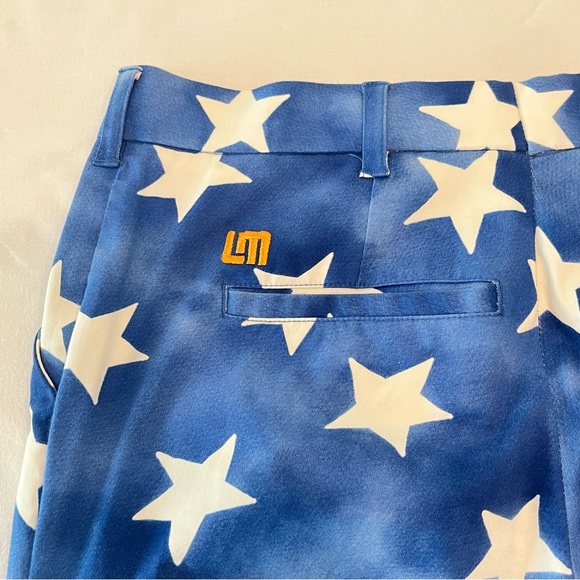 Loudmouth Men’s Blue Golf Pants White Stars Pattern 34x30 - Picture 9 of 14